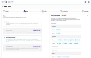 Next Identity's granular roles and permissions enables marketers, developers, and operations to collaborate. 