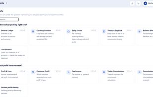Reports: profit & loss, aging, currency position and revaluation reports — all filterable and exportable to Excel and PDF.