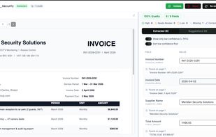 Extract structured data from any document — contracts, invoices, CVs, leases, purchase orders and more — with a confidence score on every field.