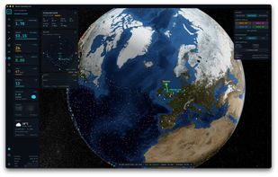 Real-time visualisation of Starlink satellites, orbital shells, and terminal positioning with live telemetry overlays and network awareness.