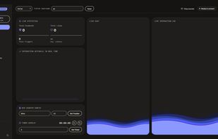 Live dashboard: real-time diamonds, likes, triggers and latency, plus the live
chat, the interaction log, and the win counter and timer overlays you can drive
during your stream.
