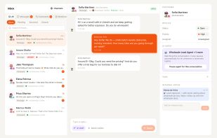 Unified inbox with an AI-drafted reply awaiting approval