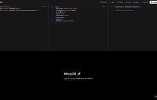 NitroIDE workspace — Monaco-powered editor with instant live preview.
