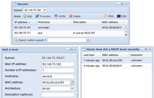 Servers & Add a host screens