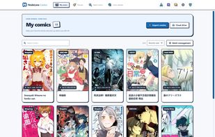 My comics: bookshelf and saved reading progress.