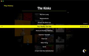 song list selection menu for Play History, Recently Played, and More Songs by Artist