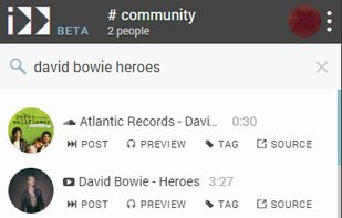 Search music to post from your smartphone