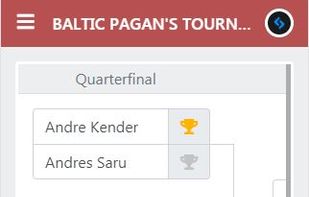 Tournament viewed on handheld device