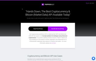 Nomics crypto market data API home page