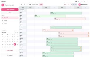 Table chart for the evening: every table, booking and cover count on one screen.