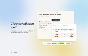 A sitting timer on the page. YouTube, X, and the rest stay blocked until the break.
