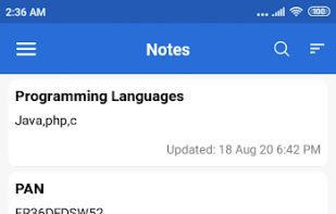 Notes app screenshot 1
