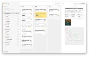 Kanban / JIRA view, see your notes in vertical swimlanes, drag&drop them, sort, tag, prio them