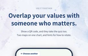 Show a QR code, and someone close to you can take the quiz too. Two maps on one chart, with hints for how to relate.