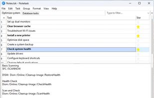 Suitable for note-taking with an optional general note field at the bottom of the application window, as well as support for paged grouping and all task management features.