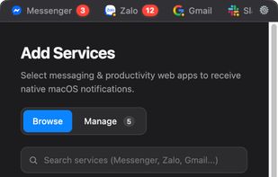 Menu bar services