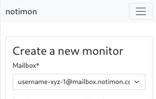 A user configuring monitoring of their notimon mailbox.