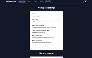 Notion Backups Workspace Settings
