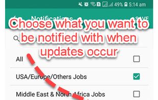Click on Notification icon to and choose your job category