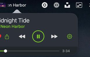 The track in the menu bar, with the player one click away