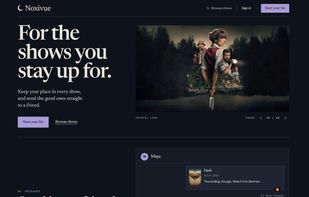 The homepage: keep your place in every show, and send the good ones to a friend.
