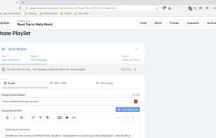 Share your microsite playlist over email, SMS/MMS and WhatsApp simultaneously!  Or share it through the built-in QR Code generator or URL for SMS Short codes, Social Media, NFC Tags and more.