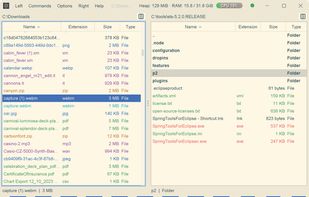 Nuclr Commander in its light theme: two file panes side by side above the function-key action bar.
