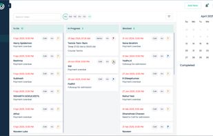 Create and track to-do tasks for follow-ups, fee overdue reminders, admission updates, and more. Ensure nothing slips through the cracks and keep your operations running smoothly.
