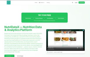 NutriDataX initial page