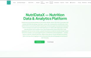 NutriDataX, initial page