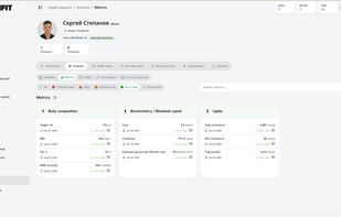 Track your most important health metrics in one clear dashboard, from body composition and metabolic markers to cholesterol and other lab indicators, with dates and status updates at a glance.