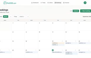 Booking calendar with recurring walks and overnight stays