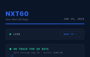 See What's Coming.   A 60-day forecast of your real bank balance