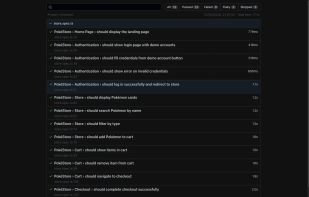 Playwright test suite results