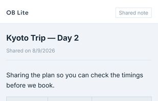 A shared note as the recipient sees it. The note is encrypted in the browser and the key travels only in the link, so the server never sees the content.