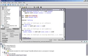 Batch evaluation of the whole model – all the constraints attached to the project are evaluated on all the corresponding instances. By double-clicking an error, the OCL constraint and the corresponding instance are selected.