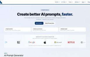 Interface preview showing the AI prompt generation tool and prompt templates.