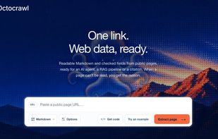 The Octocrawl home page: paste a public URL and get the page as Markdown with its Evidence Record.