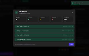 Data-quality test results