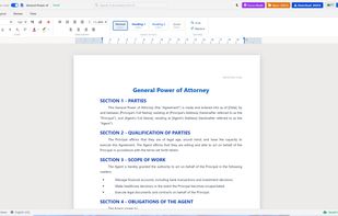 WordClone: Rich text word processor drafting a formal document with built-in AI assistant.