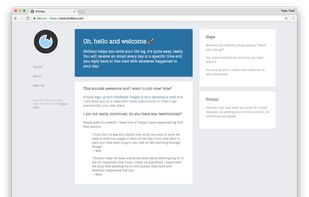 Main screen is as simple as the entire app. More interfacing is happening from your mailbox by replying to daily reminders.