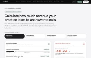 Ola Eve Dental Missed Call & Revenue Calculator