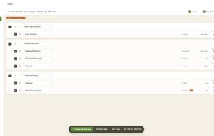 Olivi groups time report by clients and projects.