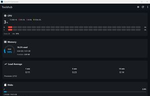 OlympSSH Commander - Status Tab - Dark Mode