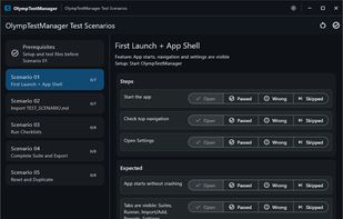 Test Runner and the Test Scenarios - Dark Mode