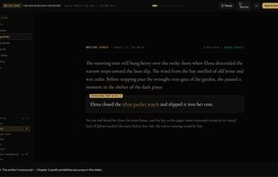 Ombra Black Velvet workspace showing the book creation and manuscript development environment.