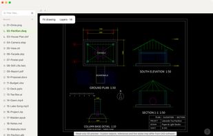 AutoCAD DWG drawing opened without AutoCAD, with layer toggles