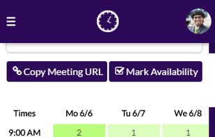 Time Grids make it easy to see the best date and time to meet.