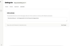 Automation settings, allowing you to define what the article will link to