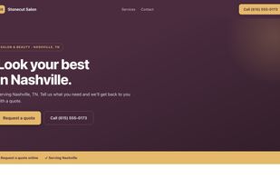 A salon website in Nashville, with a different palette and layout.